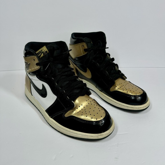 Nike‎ Air Jordan 1 Retro High OG NRG Gold Toe With COA 861428-007 Mens Sz 10 - Picture 1 of 12